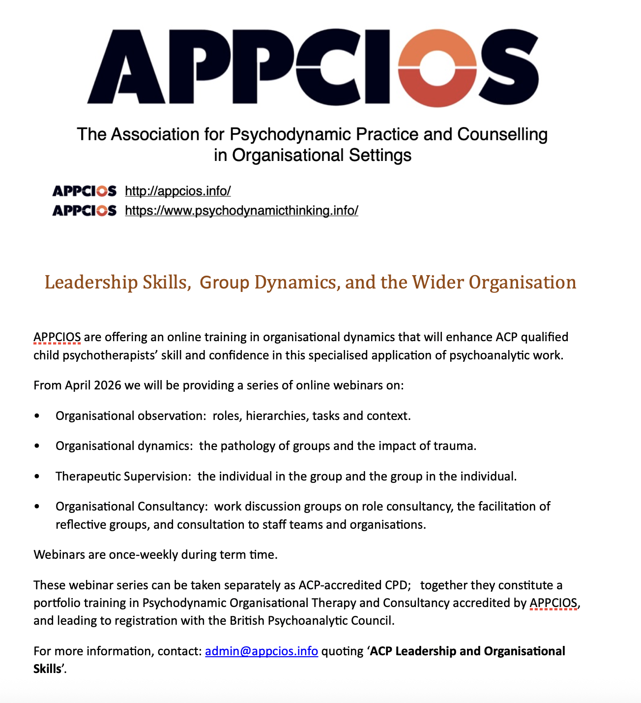 ACP consultancy training